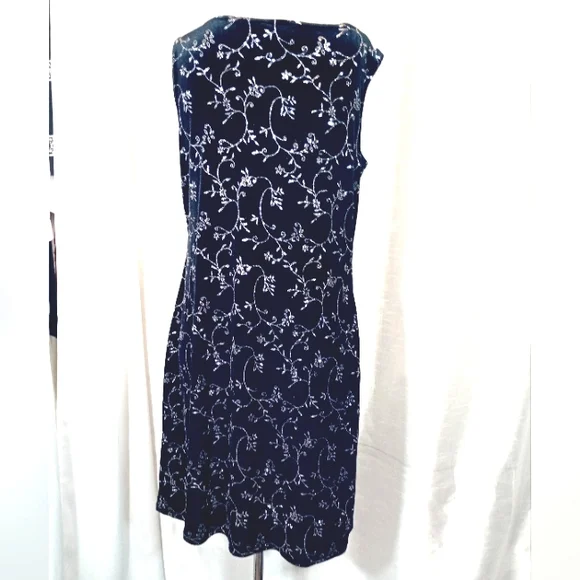 Vintage Sparkle Dress, Black Velour/Silver Sparkles, Sleeveless, Knee Length, M - Picture 2 of 11